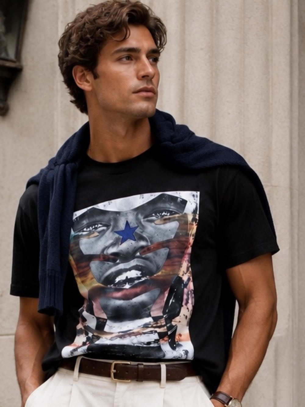 Givenchy Archival SS14 Masai Warrior Star Graphic Oversized T-Shirt Black